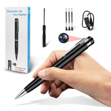 Imagem de IIGENAI Câmera escondida Ultra HD 1080p Caneta câmera espiã portátil com cartão SD de até 128 GB Gravação em loop ou minicâmera para uso interno e externo