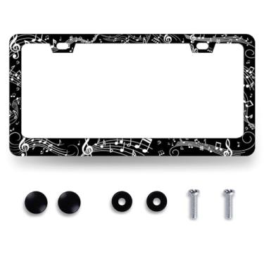 Imagem de Porta-placas musicais de aço inoxidável para placa de licença musical, peças automotivas, universais, divertidas, decoração de carros com 2 furos e parafusos 31 x 15,7 cm