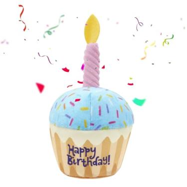 Imagem de GIOJIO Brinquedo De Aniversário Para Cachorro, Bolo 8 Polegadas, Cupcake Filhotes, Festa Pelúcia, Presente Cães Médio, Grande E Pequeno Porte (Azul)
