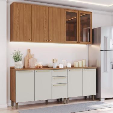 Imagem de Cozinha Modulada 6 Peças 9 Portas 3 Gavetas Requinte Henn Nature