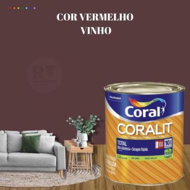 Imagem de Tinta Esmalte Sintético Base Água Cor Vermelho 800ml Coral Coralit Tot