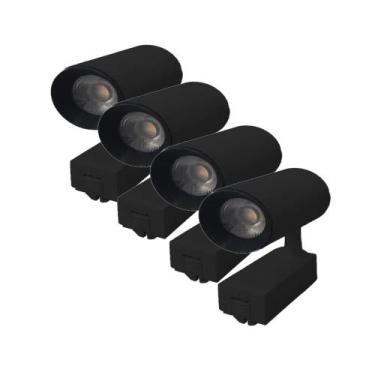 Imagem de Kit 4 Luminária Preto Trilho Spot Led 10W 3500K Branco Quente - AAAtop