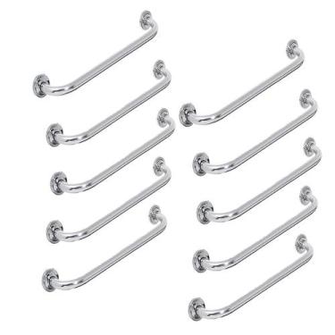 Imagem de Barra de Apoio Alça Banheiro 60cm Kit 10 und Suporte Idoso Deficiente 