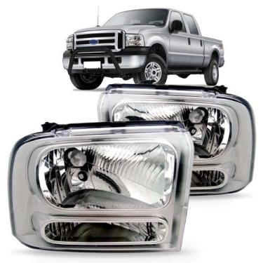 Imagem de Par farol f250/f350/f4000 2006 a 2011 cromado lente lisa - SP ACESSÓRI