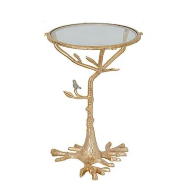 Imagem de Mesa de centro redonda feita à mão, mesa de cabeceira pequena, mesa de canto moderna, mesa de café, mesa de lanche para sala de estar, quarto, escritório, espaços pequenos, 40 cm P x 58 cm A mesa