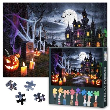 Imagem de Halloween Puzzles for Adults - Jigsaw Puzzles 1000 Pieces for Adults Pumpkin Lanterns, 27.5x19.7 Inch Ghost Castle at Night Art Difficult and Challenge Puzzle Game for Living Room Wall Decor