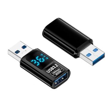Imagem de UCCUNEVVA Adaptador USB 3.2 macho para fêmea (pacote com 2), carregamento rápido de 36 W, transferência de dados de 10 Gbps, OTG com exibição de dados, extensor de cabo de dados USB A para A