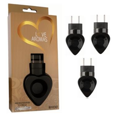 Imagem de Kit 3 Difusor Elétrico Original de Essências Coração Love Aromas Preto Bivolt – Aromatizador de Ambientes, Difusor de Óleos Essenciais e Aromas para Presente Criativo