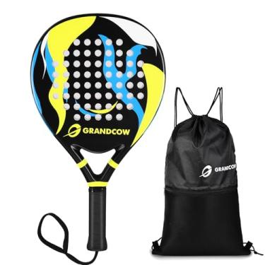 Imagem de Raquete de padel Palas de Padel leve para mulheres jogadoras em forma de gota, núcleo de EVA macio, superfície de fibra de vidro, raquete de braço do iniciante ao intermediário 38 mm (preto)