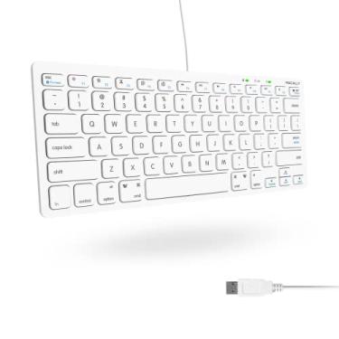 Imagem de Teclado compacto com fio Macally USB | Design pequeno e fino | Compat vel com Apple Mac Mini/iMac Desktops, MacBook Pro/Air Laptops e computadores port teis Windows PC Notebook Alum nio