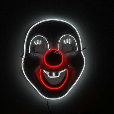 Imagem de SHANJIA Máscara de Halloween, máscara iluminada, crânio assustador com iluminação LED para festival de Halloween, cosplay, baile de máscaras, festa de carnaval (estilo 4)