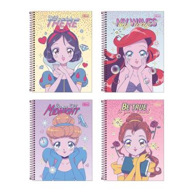 Imagem de Caderno espiral univ 1x1 80 folhas Princesas Mangá Tilibra