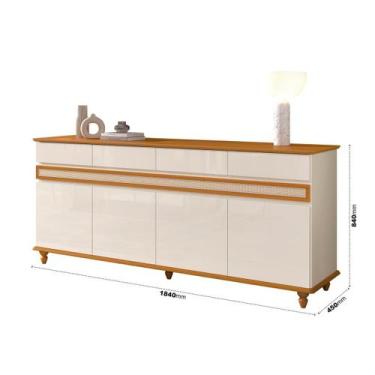 Imagem de Buffet Balcão Aparador Açores Off White Cedro Sala Edn - EDN Moveis 