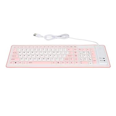 Imagem de Teclado de Silicone Dobrável à Prova D'água Mudo Fadeless 103 Teclas Teclado Silencioso Com Fio USB para PC Laptop, Roxo (Róseo)