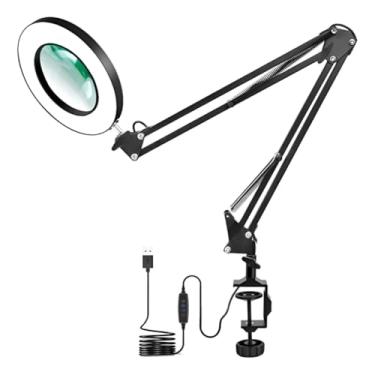 Imagem de Luminária de Mesa c/Lupa LED 8x Profissional Estética Manicure Tatuagem Luz Fria Quente Neutra Bivolt