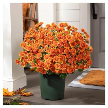 Imagem de Grandes flores artificiais ao ar livre, pôr do sol, mães, flores, resistentes ao clima UV, divertidas, plantas de flores falsas, realistas, outono, seda, mães, aparência real, decoração de jardim