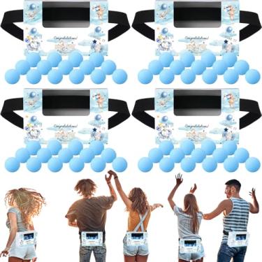 Imagem de Conjunto de 4 conjuntos de bolas de balanço de elefante azul para chá de bebê, jogo Twerk, inclui 40 bolas, fitas e caixas de papelão, jogos de chá de panela para uso ao ar livre dentro de casa