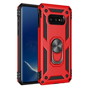 Imagem de SORAKA Capa para Samsung Galaxy S10e com suporte de anel capa protetora para Samsung Galaxy S10e capa traseira de policarbonato rígido com placa de metal para suporte magnético de telefone carro