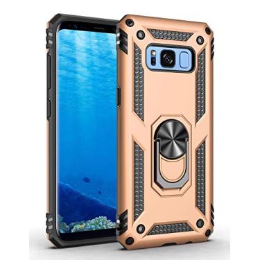 Imagem de SORAKA Capa para Samsung Galaxy S8 Plus com suporte de anel capa protetora para Samsung Galaxy S8 Plus capa traseira de policarbonato rígido com placa de metal para suporte magnético de telefone carro
