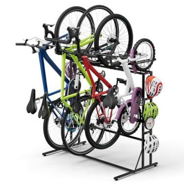 Imagem de ETELI Suporte vertical de bicicleta para garagem, suporte de bicicleta, suporte vertical para garagem, armazenamento interno e externo, largura máxima do pneu, 6,7 cm, preto