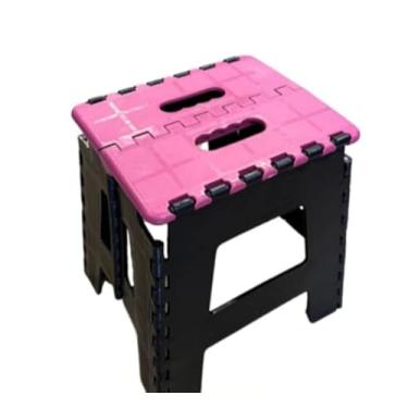 Imagem de Kit 3 Banquinhos Banqueta Dobrável De Plástico Até 100 Kg Resistente Para Viagem(3x Rosa)