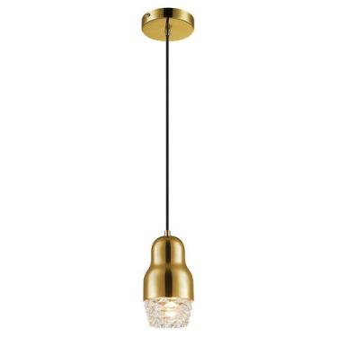 Imagem de Pendente Dourado Vidro Transparente 20cm 1G9 PE-037/1 Mais Luz - MAISL