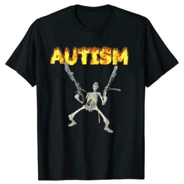 Imagem de Camiseta Feminina Retrô Esqueleto - Autismo Conscientização - Design E