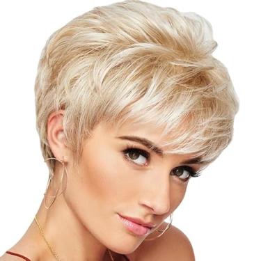 Imagem de Luxclipse Perucas de cabelo curto loiro corte Pixie para mulheres negras, cabelo humano real, sem cola, respirável, sem tampa, leve, sem emaranhado, visual natural para mulheres afro-americanas (loira