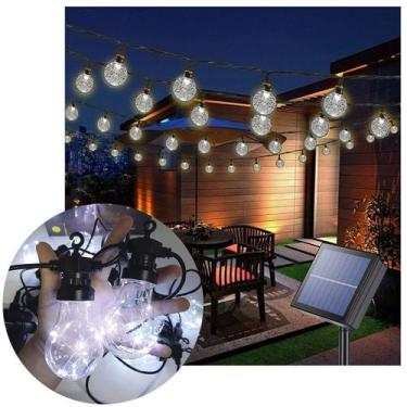 Imagem de Pisca Cordão Varal Solar Natal 10 Lâmpadas LEDs Branco De 5M - Genéric