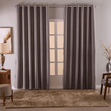 Imagem de Cortina Blackout/Blecaute Em Tecido Corta Luz Para Sala, Quarto e Escritorio 2,70M x 1,80M | (2,70M X 1,80M) Com Ilhós Cromado (Prata)