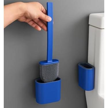 Imagem de Escova Sanitária Vaso Banheiro Silicone Suporte Limpeza Profunda Higiênica Porta Escova Kit WC Cerdas