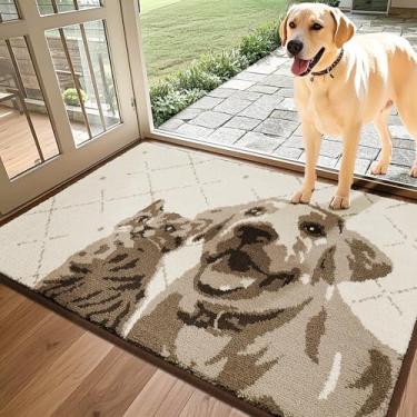 Imagem de COSY HOMEER - Tapete de porta de cachorro para patas enlameadas caçador de sujeira tapete de boas-vindas antiderrapante lavável tapete de entrada de baixo perfil tapete macio gato cachorro tapete para