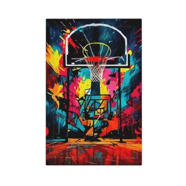 Imagem de LOLREAI Capas decorativas para placa de interruptor de luz colorida grafite basquete cesta esportiva hippie 1 gangue sem dispositivo capas de tomada em branco único placa de parede placa de luz placa