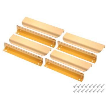 Imagem de PATIKIL 8 puxadores de dedo para armários, borda de liga de alumínio de 15,2 cm, puxador de dedo para suporte traseiro oculto para cômoda, guarda-roupa, gavetas, ferragens de porta, tom dourado