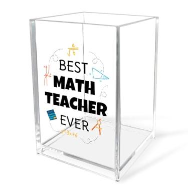 Imagem de Porta-lápis para professores de matemática – Suporte de caneta de acrílico transparente de apreciação, organizador de mesa, presente para professores de matemática, presente para mulheres e homens