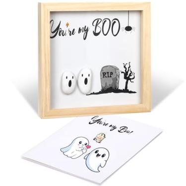 Imagem de JULEASEL Arte em pedra 3D feita à mão para casal, namorada, namorado ou alma gêmea, arte emoldurada, presente romântico para o Dia das Bruxas