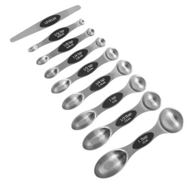 Imagem de Colheres de medição magnéticas, colher de chá versátil e segura de aço inoxidável dupla face colheres de medição fáceis de limpar colheres de chá de aninhamento sólido colher de sopa para ingredientes