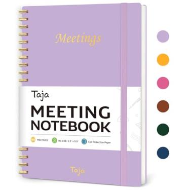 Imagem de Caderno de reuniões para organização do trabalho – Caderno planejador de trabalho com itens de ação, agenda para anotações, 160 páginas (17,5 x 25 cm) organizador de projetos para homens e mulheres