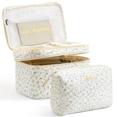 Imagem de Bolsa de maquiagem HBSelect Travel de algodão acolchoada para mulheres