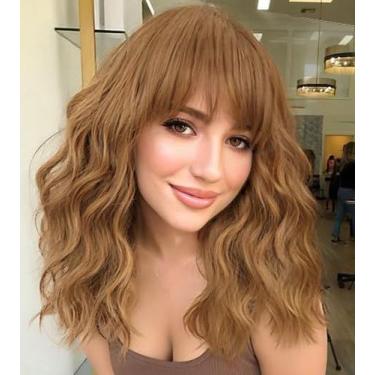 Imagem de Peruca AISI HAIR Sintética Curly Bob com franja marrom natural