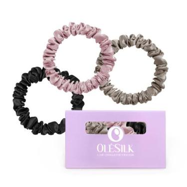 Imagem de Laços de cabelo de seda OLESILK 100% Mulberry Silk Scrunchies, pacote 