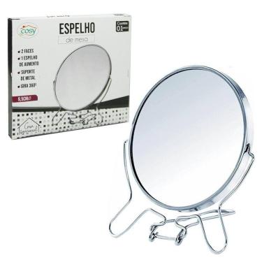 Imagem de Espelho Mesa Redondo Dupla Face 3,5`` 9,5Cm Pedestal Aramado