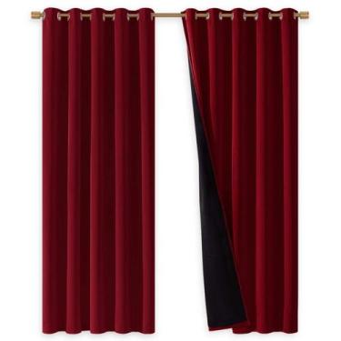 Imagem de Cortinas NICETOWN 100% Blackout com forro preto 178x213cm Borgonha