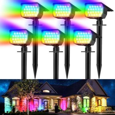 Imagem de Holofotes solares WENATY Color Changing 7 modos, pacote com 6 IP65
