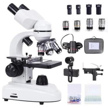 Imagem de Kit profissional de microscópio binocular HD 30000X,microscópio eletrônico visualização confortável de 45°,vem com bolsa de presente experimental + paquímetro Vernier