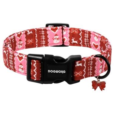 Imagem de DOGWONG Coleira vermelha para cães de Natal, coleira clássica de boneco de neve listrada, tecido macio, durável, coleiras para cães de estimação, menino, para cães pequenos, médios e grandes, PP