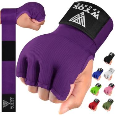 Imagem de Luvas Internas de Boxe WYOX com Gel para Homens e Mulheres, Tiras de Pulso Rápidas de 80cm, Bandagens Acolchoadas e Elásticas para Muay Thai, MMA, Kickboxing, (Roxo, L/XL)