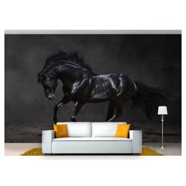 Imagem de Papel De Parede Animais Cavalo Preto 3D Anm106 - Você Decora