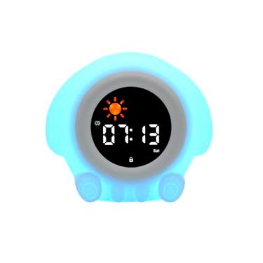 Imagem de Etigood Despertador fofo, lindo desenho animado animal veado/ovelha/filhote/ovos/tigre em forma de OK para despertar relógio com ruído branco, relógio eletrônico com exibição digital com luz noturna