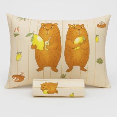 Imagem de Jogo de Lençol Solteiro 2 Peças com Elástico – Estampa Capirava – Lençol 1,88×0,88×30 cm + Fronha 70×50 cm – Infantil Antialergico Premium Capivaras